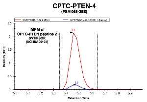 Click to enlarge image Immuno-MRM chromatogram of CPTC-PTEN-4 antibody with CPTC-PTEN peptide 2 (NCI ID#108) as target