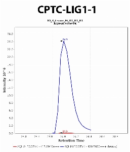 Click to enlarge image Immuno-MRM chromatogram of CPTC-LIG1-1 antibody (see CPTAC assay portal for details: https://assays.cancer.gov/CPTAC-6217)
Data provided by the Paulovich Lab, Fred Hutch (https://research.fredhutch.org/paulovich/en.html). Data shown were obtained from frozen tissue