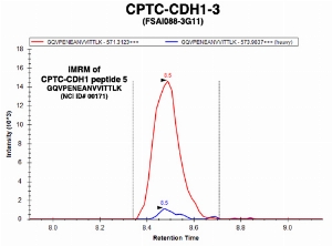 Click to enlarge image Immuno-MRM chromatogram of CPTC-CDH1-3 antibody with CPTC-CDH1 peptide 5 (NCI ID#171) as target