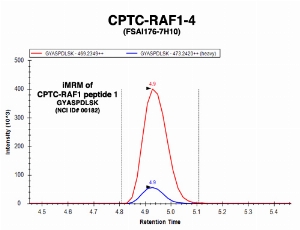 Click to enlarge image Immuno-MRM chromatogram of CPTC-RAF1-4 antibody with CPTC-RAF1 peptide 1 (NCI ID#182) as target