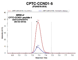 Click to enlarge image Immuno-MRM chromatogram of CPTC-CCND1-5 antibody with CPTC-CCND1 peptide 4 (NCI ID#00133) as target