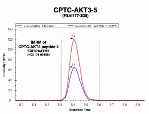 Click to enlarge image Immuno-MRM chromatogram of CPTC-AKT3-5 antibody with CPTC-AKT3 peptide 2 (NCI ID#00156) as target