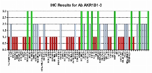 点击放大NCI60细胞株阵列CPTC-AKR1B1-3的免疫组化图像，滴度1:2500=阴性1=弱2=中等3=强
