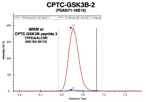 Click to enlarge image Immuno-MRM chromatogram of CPTC-GSK3B-2 antibody with CPTC-GSK3B peptide 3 (NCI ID#00119) as target