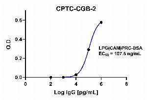 Click to enlarge image Indirect ELISA using CPTC-CGB-2 as primary antibody against BSA-conjugated Chorionic Gonadotropin Subunit Beta Peptide 3 (LPG(CAM)PRC-BSA).