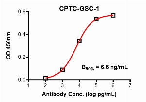 Click to enlarge image Indirect ELISA using CPTC-GSC-1 as primary antibody against recombinant GSC protein (amino acids 1-257).