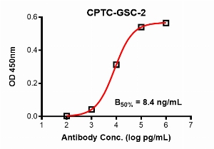 Click to enlarge image Indirect ELISA using CPTC-GSC-2 as primary antibody against recombinant GSC protein (amino acids 1-257).