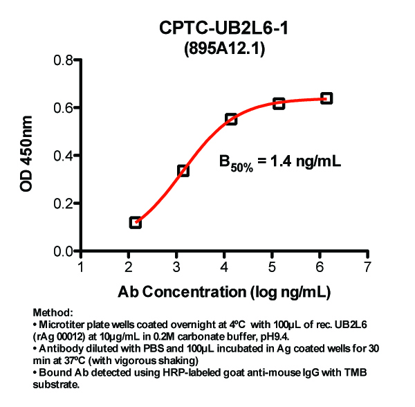 Click to enlarge image Indirect ELISA (ie, binding of Antibody to Antigen coated plate). Note: B50% represents the concentration of Ab required to generate 50% of maximum binding.