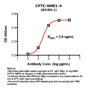 Click to enlarge image Indirect ELISA (ie, binding of Antibody to Antigen coated plate). Note: B50% represents the concentration of Ab required to generate 50% of maximum binding.