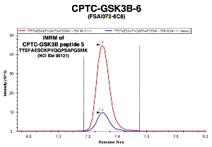 Click to enlarge image Immuno-MRM chromatogram of CPTC-GSK3B-3 antibody with CPTC-GSK3B peptide 5 (NCI ID#00121) as target