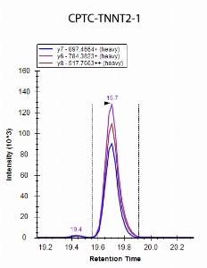 Click to enlarge image iMRM data obtained using antibody CPTC-TNNT2-1 to immuno-precipitate peptide 1

Data provided by the Carr Lab, Broad Institute
https://www.broadinstitute.org/proteomics/protocols