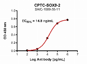 Click to enlarge image Indirect ELISA using CPTC-SOX9-2 as primary antibody against SOX9 domain comprising amino acids 375-509.